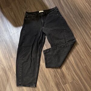 Abercrombie & Fitch Women's Black Barrel Jean - Curve Love (Long)